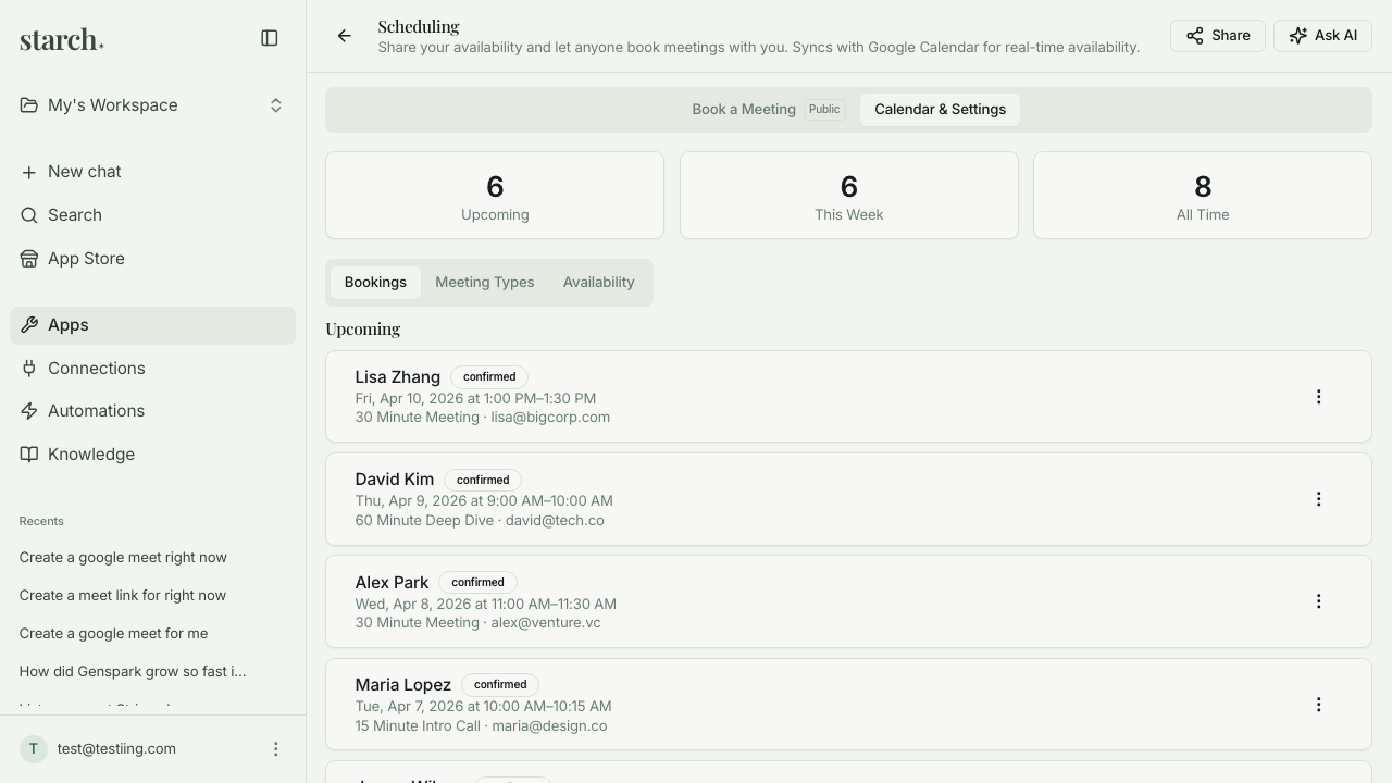Scheduling screenshot